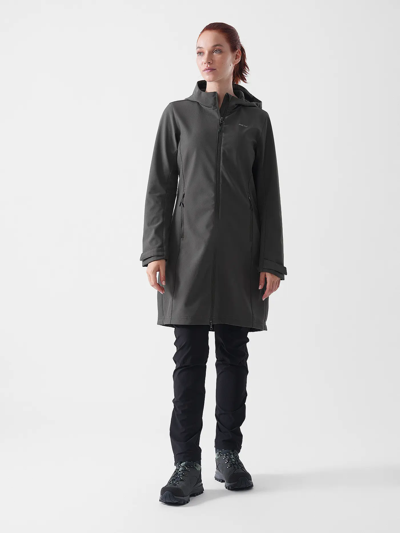 MERU | Damen Winter Softshellmanten Touloluse Hoodie | grau